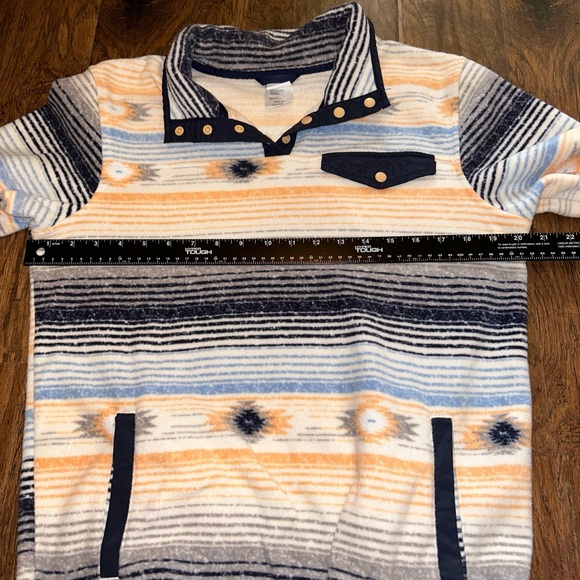 🔥🔥SOLD🔥🔥Womens Cinch Quarter Snap Sleeve Pullover Stripe Sz Medium Aztec - Picture 8 of 8